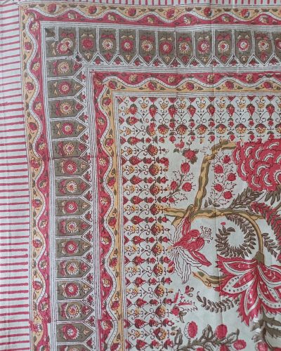 Bedspread Red Block Print Mughal - King size