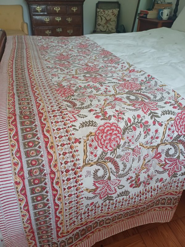 Bedspread Red Block Print Mughal - King size - Image 3