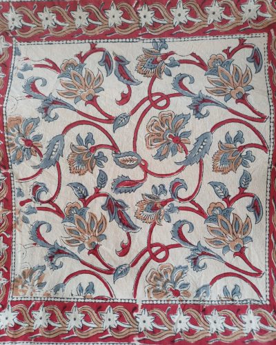 Cushion Cotton Cover Block Print Rapit - Red Busy