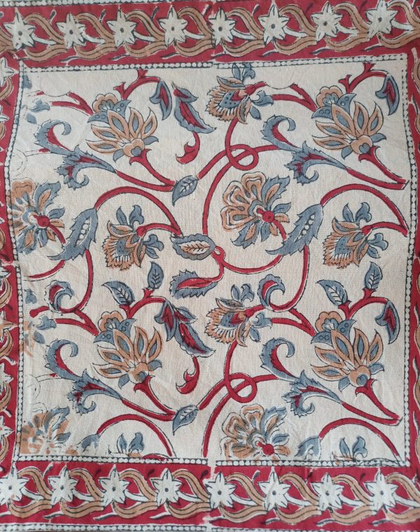 Cushion Cotton Cover Block Print Rapit - Red Busy