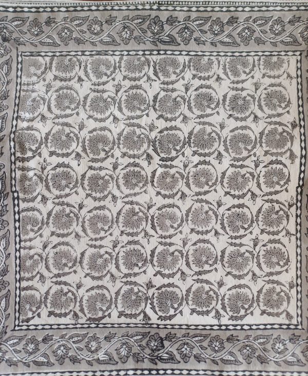 Cushion Cotton Cover Block Print Rapit - Grey Singular