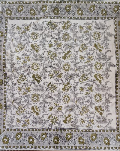 Cushion Cotton Cover Block Print Rapit - Grey Busy