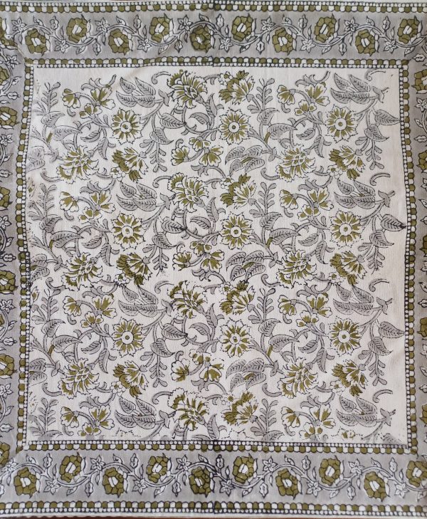 Cushion Cotton Cover Block Print Rapit - Grey Busy
