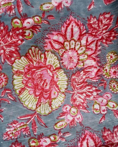 Cotton Scarf Grey Red Pink Floral