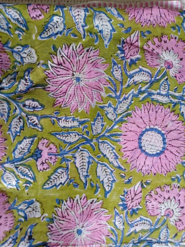 Cotton Scarf Pink Green Floral