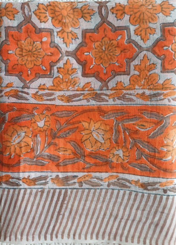 Cotton Scarf Orange Floral