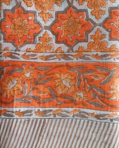Cotton Scarf Orange Floral