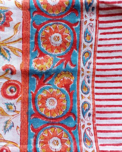 Cotton Scarf Red Orange Floral