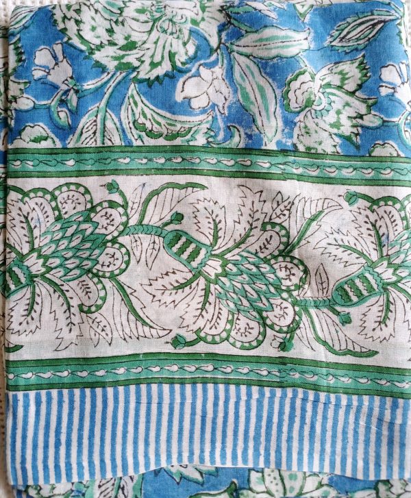 Cotton Scarf Green Blue Floral