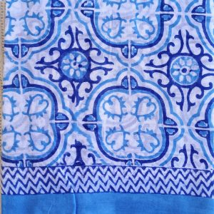 Cotton Scarf Blue Ornate