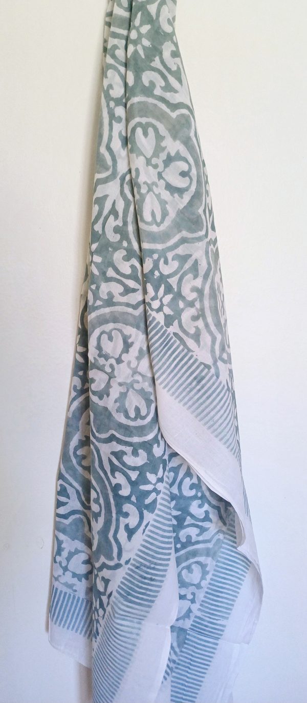 Cotton Scarf Grey Ornate - Image 2