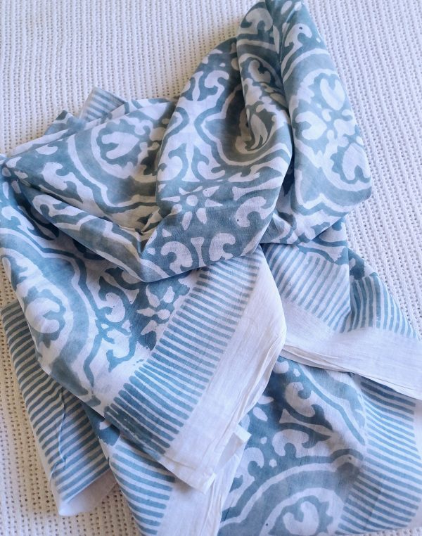 Cotton Scarf Grey Ornate - Image 3