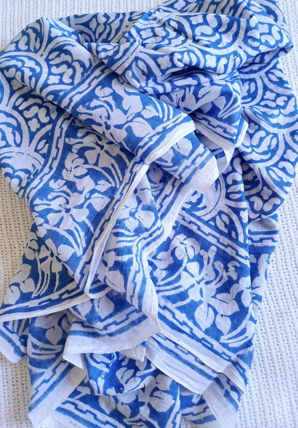Cotton Scarf Classic Blue White - Image 2
