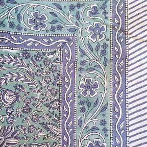Table Cover Olive Block Print Mughal - 8 seater - Size: 150cm x 220cm