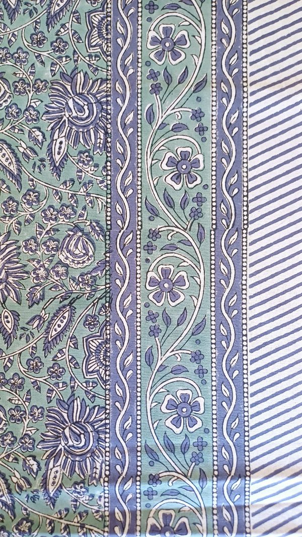 Table Cover Olive Block Print Mughal - 8 seater - Size: 150cm x 220cm - Image 4