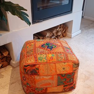 Pouff Orange - OLT Suti Filling Polyester - Viscose Cotton - 55 x 55 x 35cm