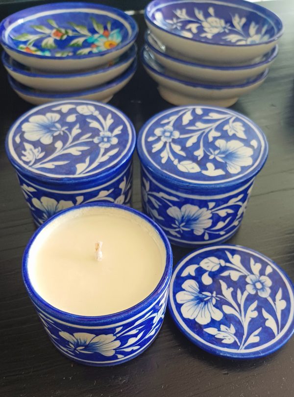Pottery:Round Box/Blue Citronella & Vanilla Soy Candle pot - Image 2