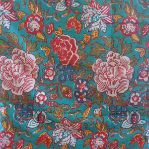 Fabric/Material:Fabric Turquoise Large Flower