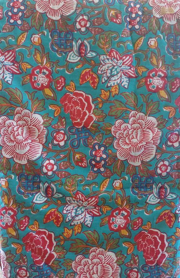Fabric/Material:Fabric Turquoise Large Flower