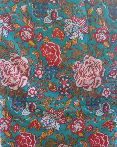 Fabric/Material:Fabric Turquoise Large Flower - Appx 113cm Wide