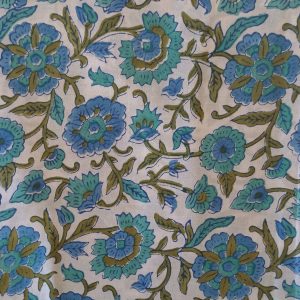 Fabric/Material:Fabric White Blue Turquoise flowers