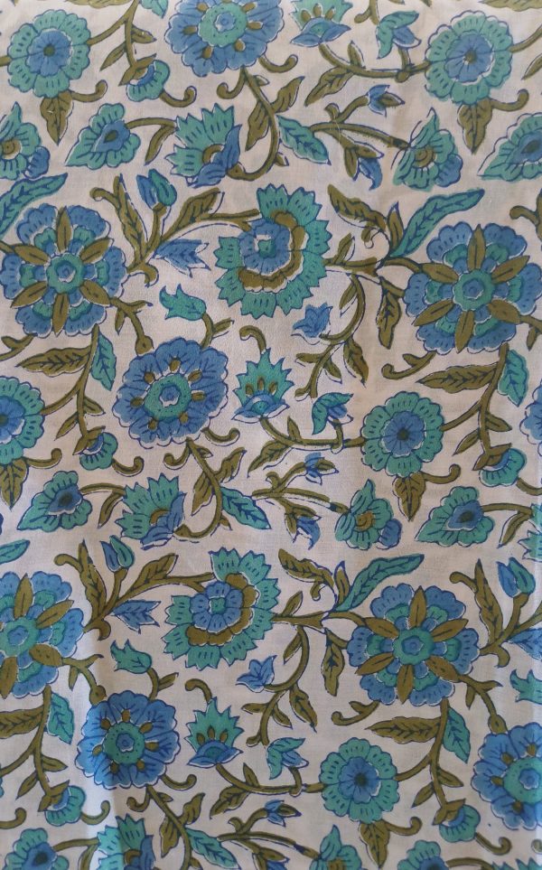 Fabric/Material:Fabric White Blue Turquoise flowers