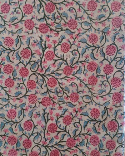 Fabric/Material:Fabric Cream with pink flowers - Appx 113cm Wide