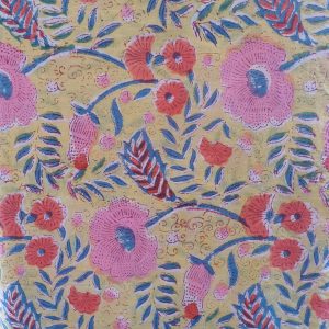 Fabric/Material:Fabric Yellow with pink red flowers