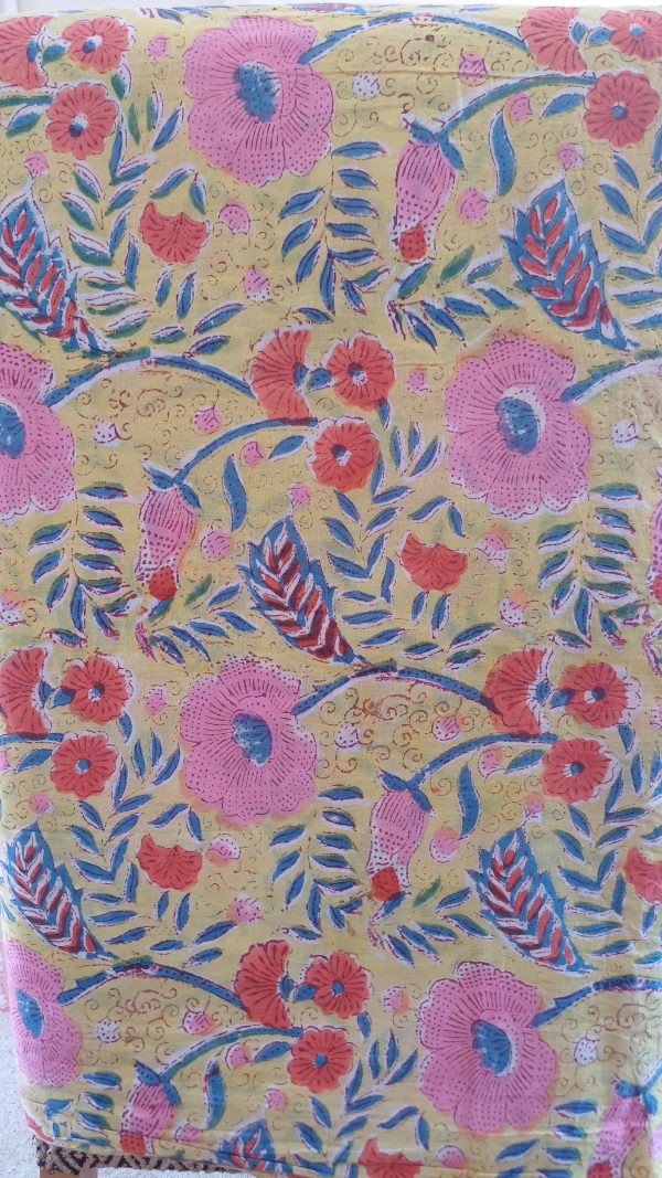 Fabric/Material:Fabric Yellow with pink red flowers