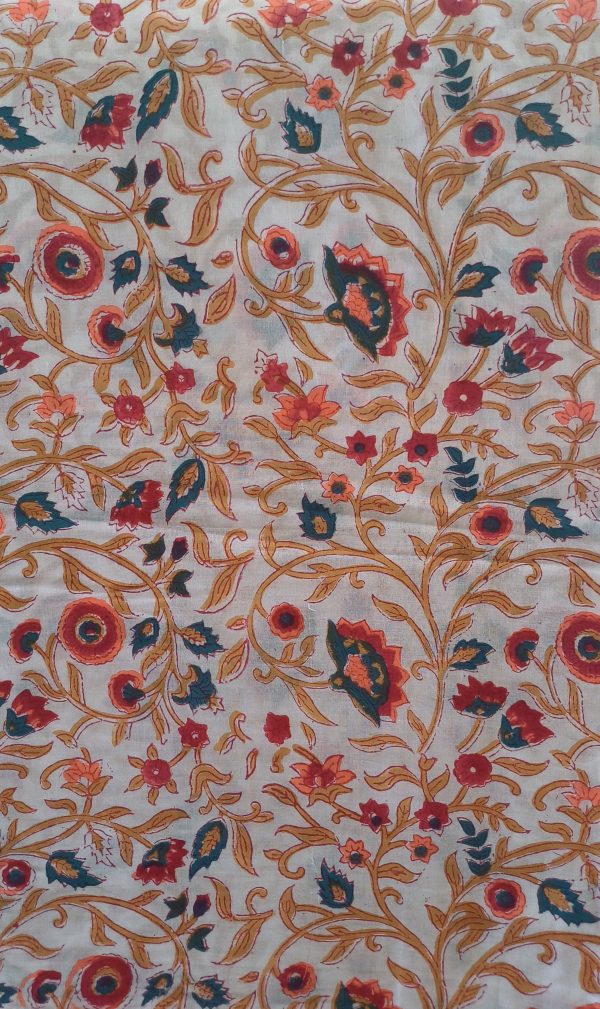Fabric/Material:Fabric Light cream with green orange flowers
