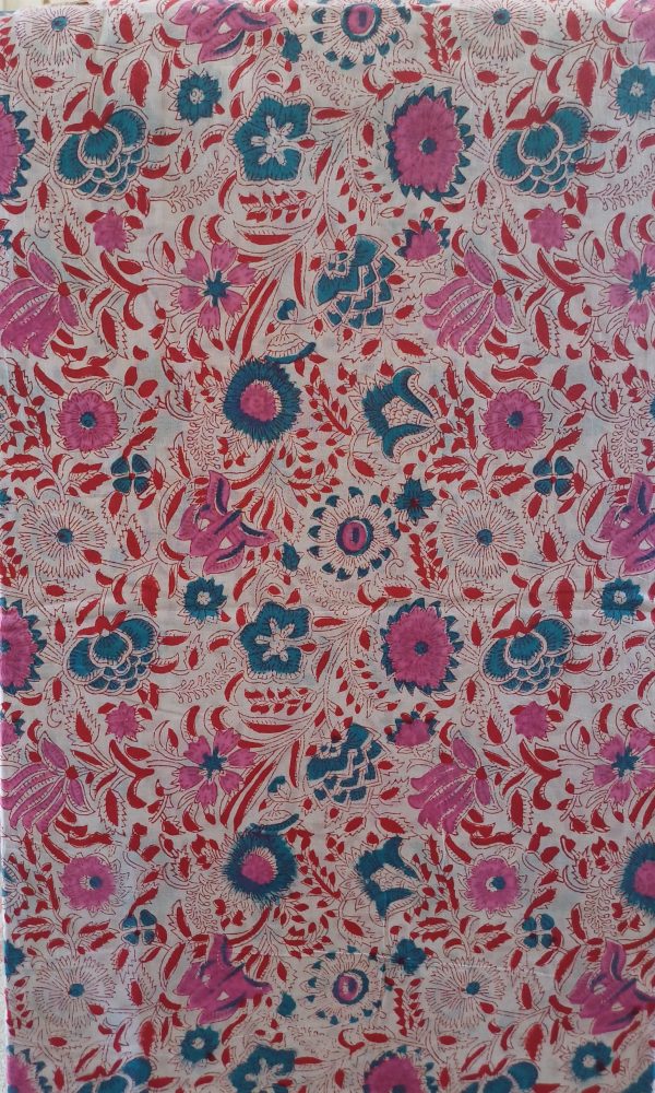 Fabric/Material:Fabric Light cream ornate pink blue