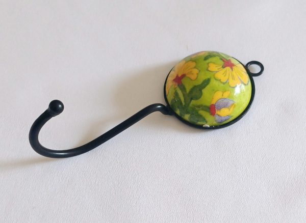 Ceramic Small Single Coat Hook - Green Yellow Red - Image 2
