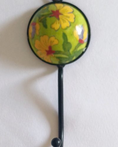 Ceramic Small Single Coat Hook - Green Yellow Red