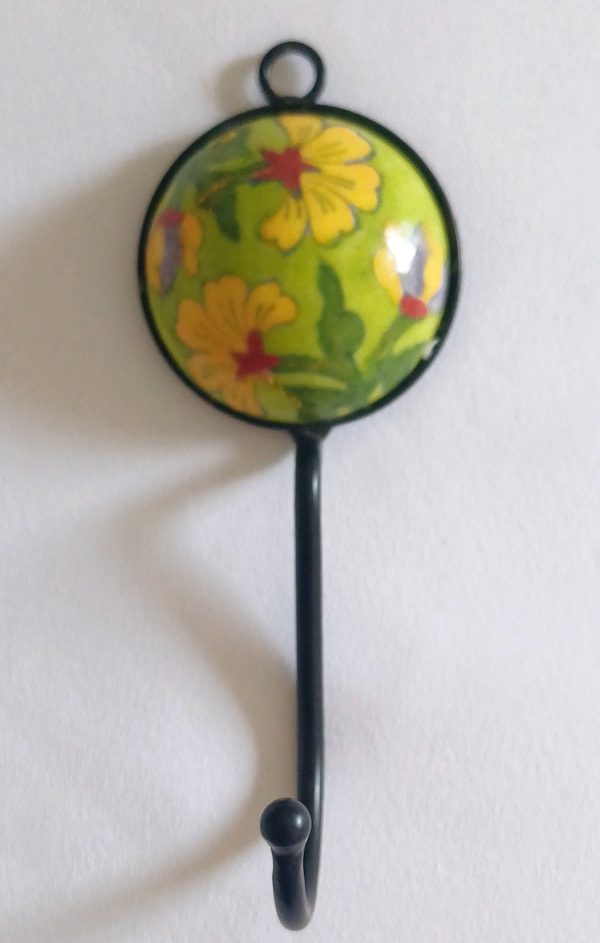 Ceramic Small Single Coat Hook - Green Yellow Red