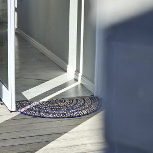 Semicircular Blue Jute Door Mat