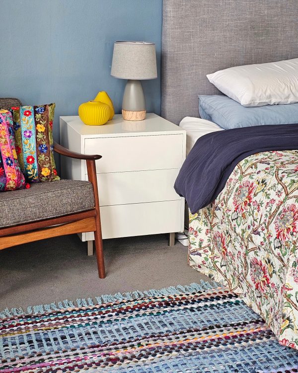 Bedspread Single (Kantha) Screen Print Gudari (2 layer) - Cream Floral - Image 5