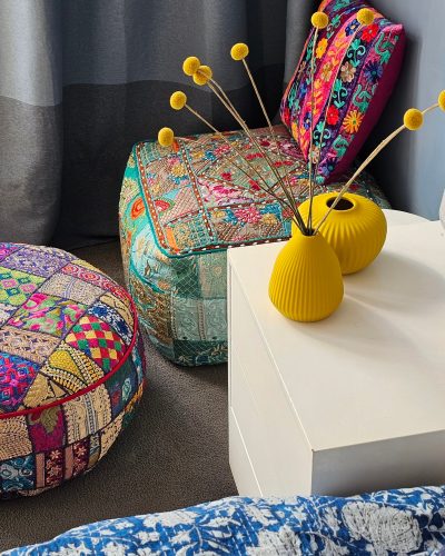 Pouff Turquoise - OLT Suti Filling Polyester - Viscose Cotton - 55 x 55 x 35cm