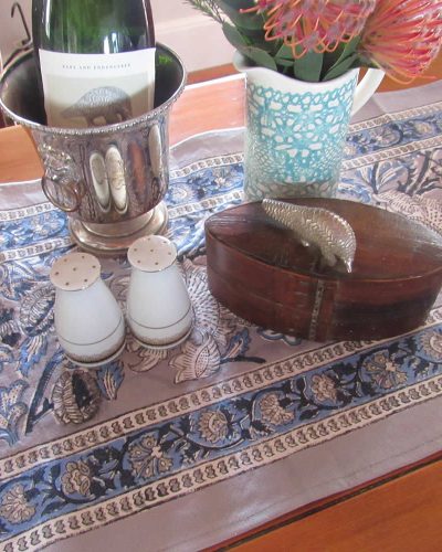 Table Runner – Grey and Blue Floral Pattern