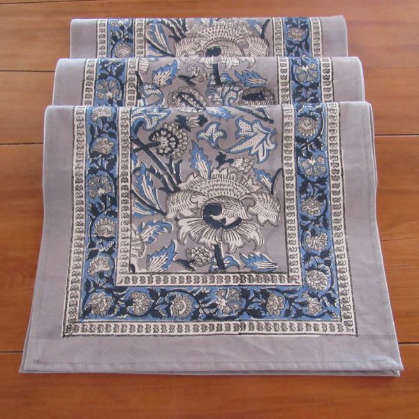 Table Runner – Grey and Blue Floral Pattern - Image 2