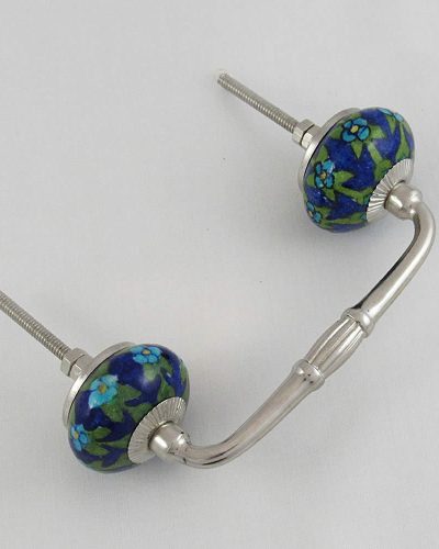 Ceramic Handles in Silver - Double Blue