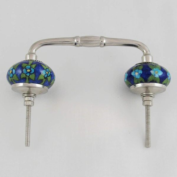 Ceramic Handles in Silver - Double Blue - Image 2