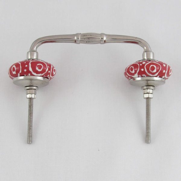 Ceramic Handles in Silver - Double Pink - Image 2