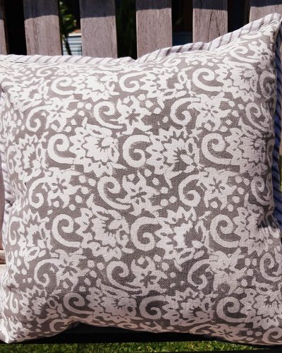 Canvas Cushion Cover - Grey Flower Motif