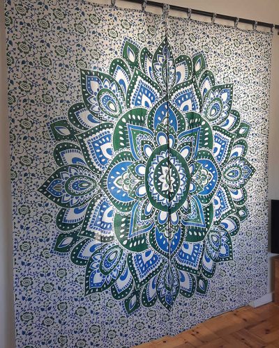 Curtain Mandala Dark Green & Blue