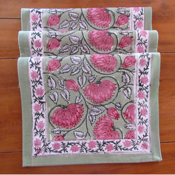 Table Runner – Green and Pink Floral Pattern - Image 2