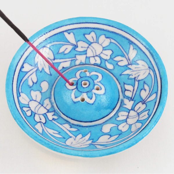 Round Incense Holder - Turquoise Floral - Image 2