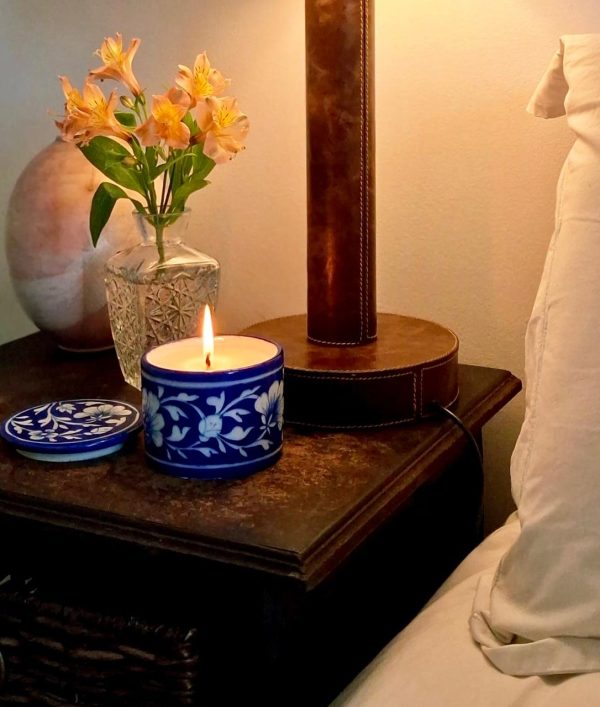 Pottery:Round Box/Blue Citronella & Vanilla Soy Candle pot - Image 5