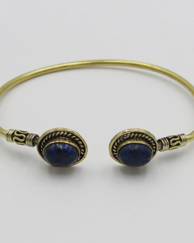 Cuff Bangle with Blue Beads