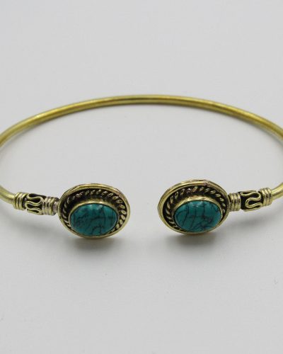 Cuff Bangle with Turquoise Beads