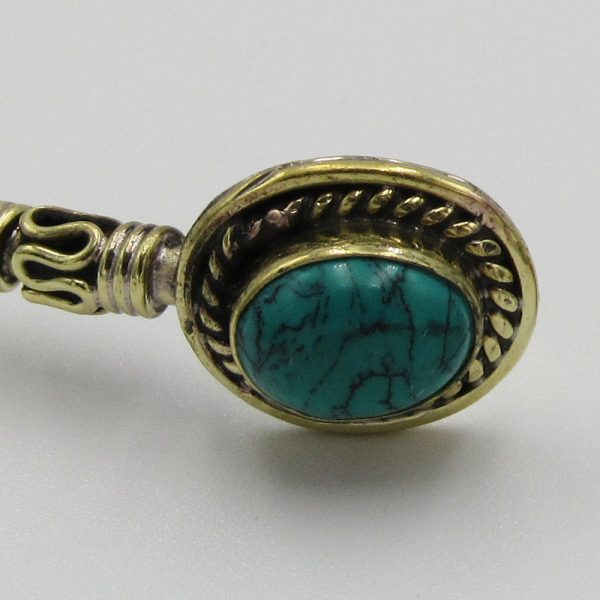 Cuff Bangle with Turquoise Beads - Image 2